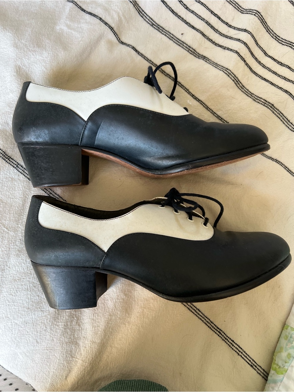 Black and White Two-Tone Oxford Flats by